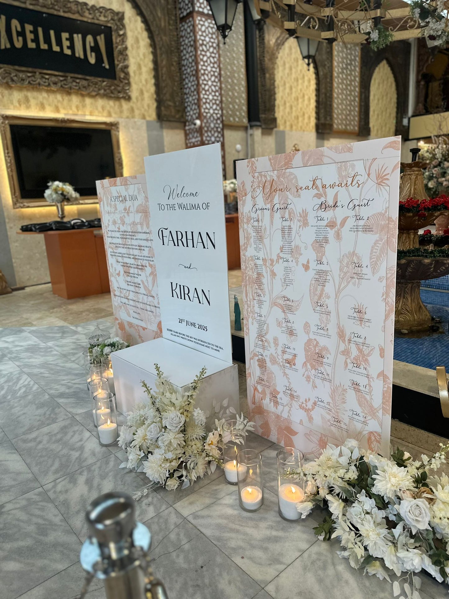 Welcome Display With Memory Board And Seating Plan