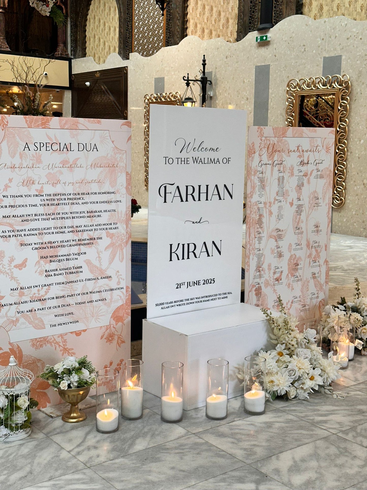 Welcome Display With Memory Board And Seating Plan