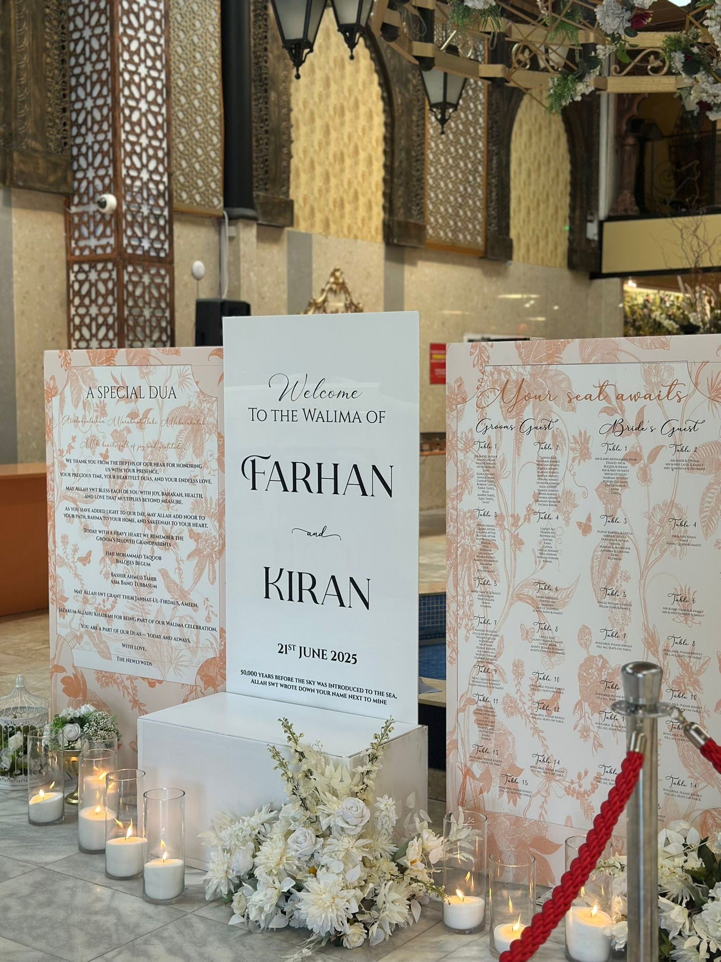 Welcome Display With Memory Board And Seating Plan