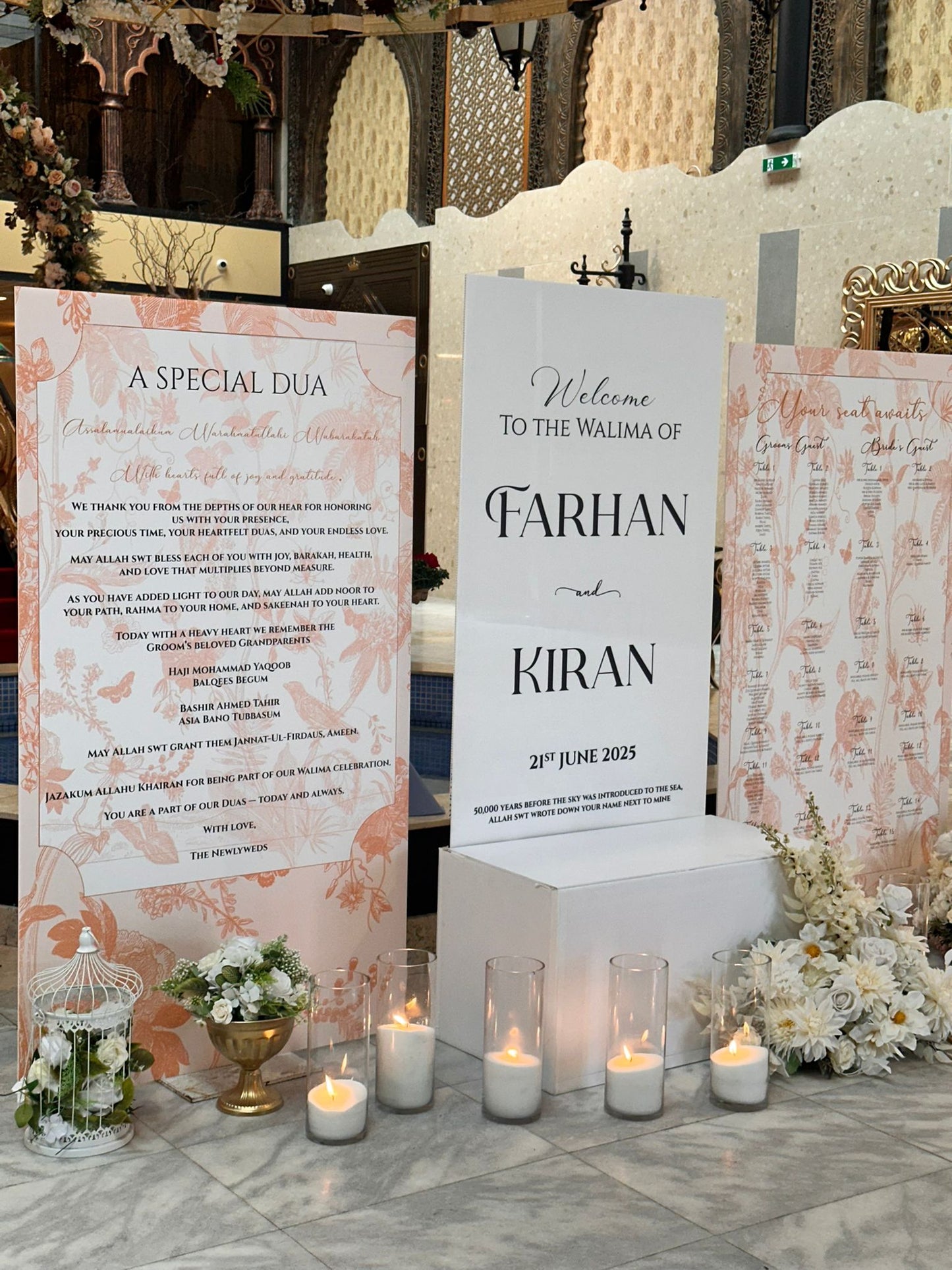 Welcome Display With Memory Board And Seating Plan
