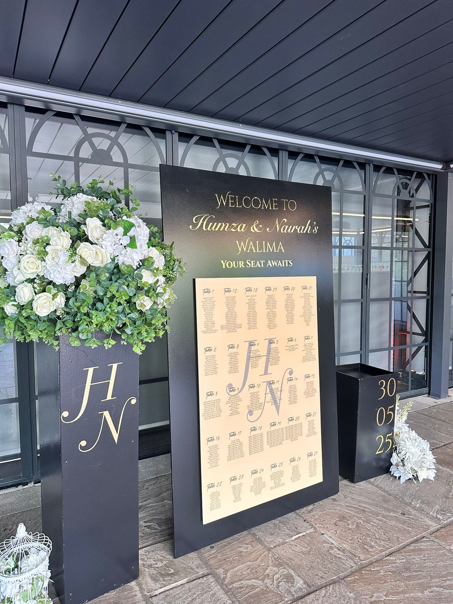 Cascading Welcome Sign And Seating Plan