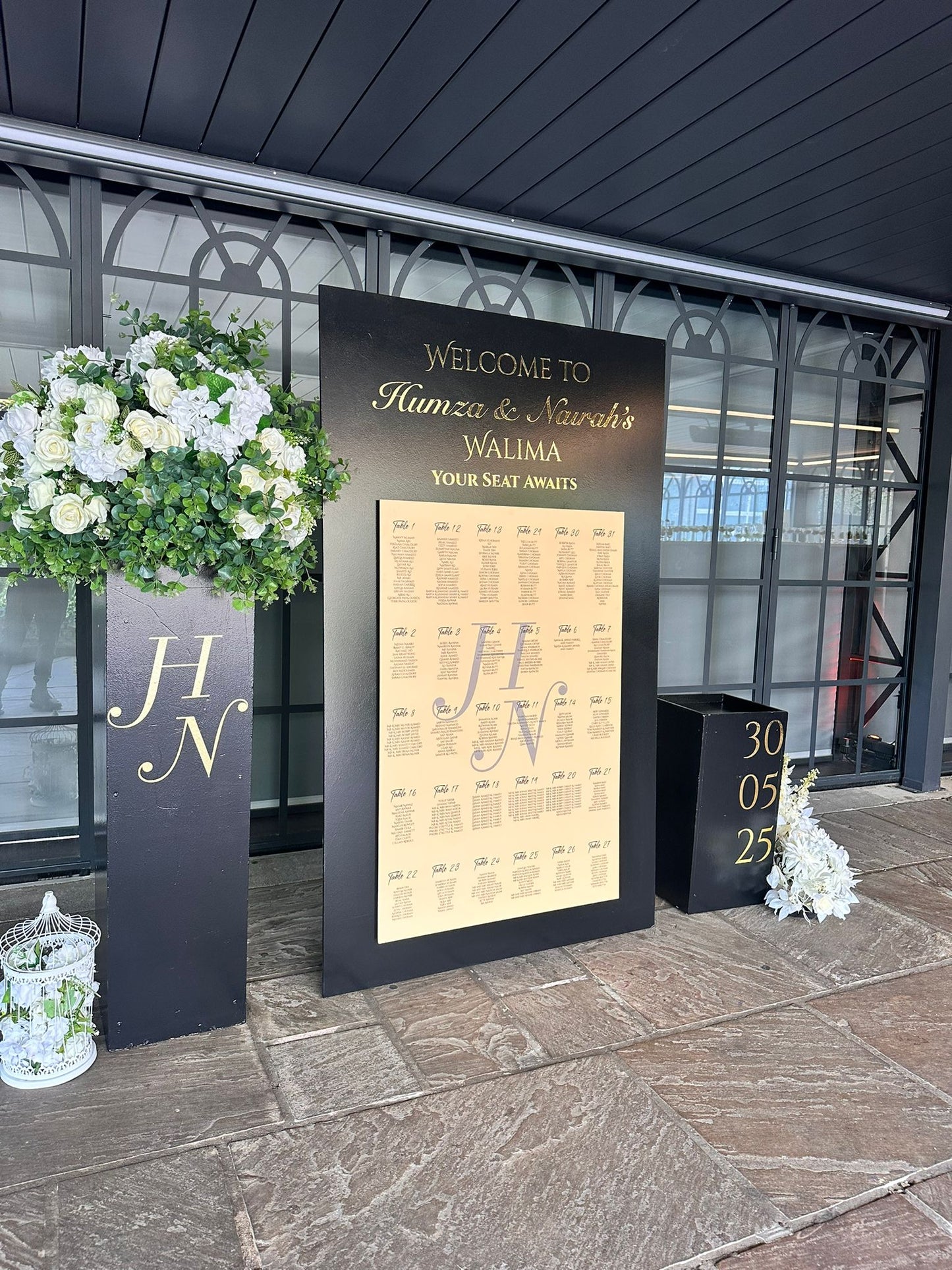 Cascading Welcome Sign And Seating Plan