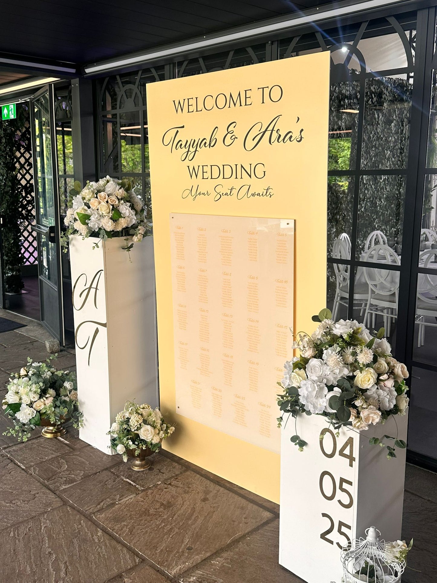 Cascading Welcome Sign And Seating Plan