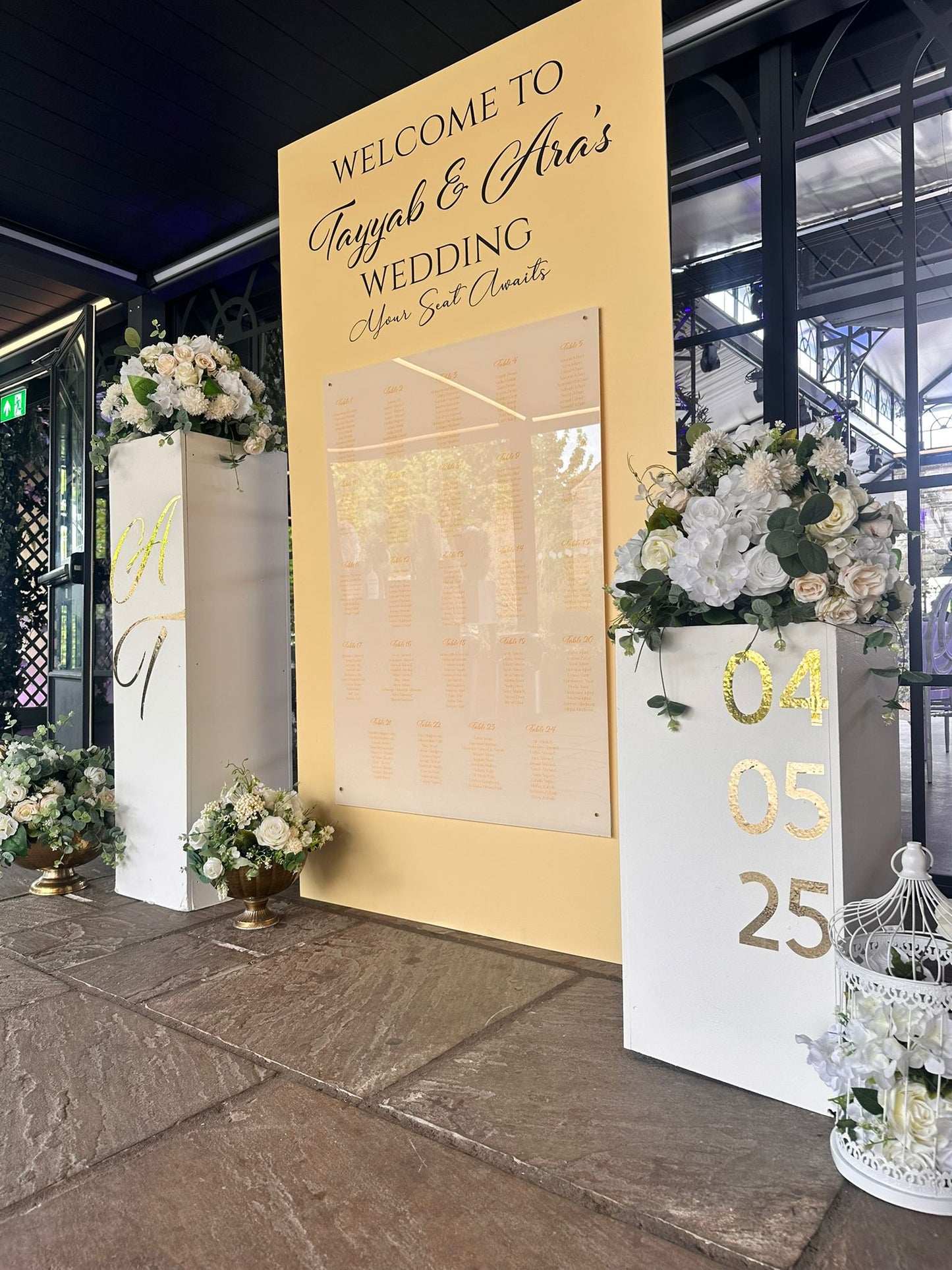 Cascading Welcome Sign And Seating Plan