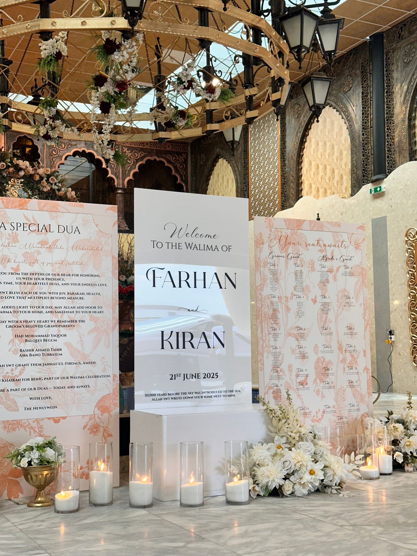 Welcome Display With Memory Board And Seating Plan