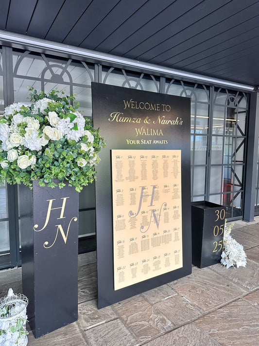 Cascading Welcome Sign And Seating Plan